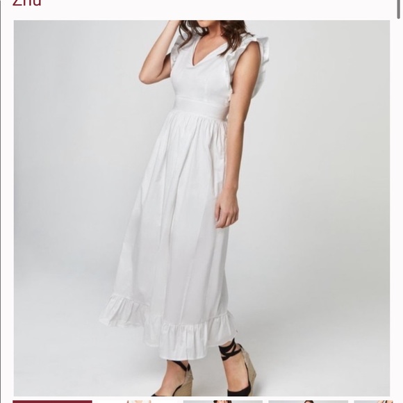 Zhu White Ruffle Midi Dress small - Picture 1 of 5